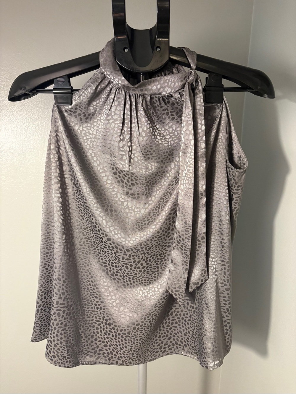 Silver Gray Halter Tie-Neck Women's Top